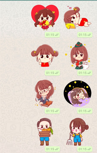 Girl cute stickers for whatsapp - WAStickerApp
