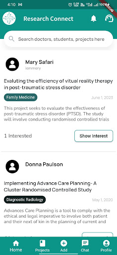 Android application Research Connect screenshort