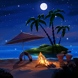 Tropical Beach at Night Live Wallpaper icon
