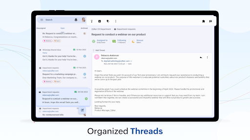 Screenshot of Zoho TeamInbox