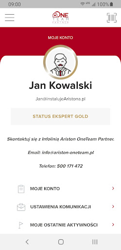 Android application Ariston OneTeam Partner screenshort
