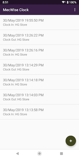 Android application MecWise Clock screenshort