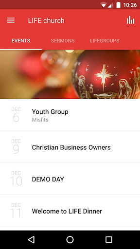Android application LIFE church app screenshort