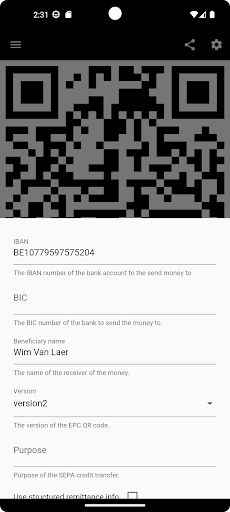 QR-code generator Screen 2