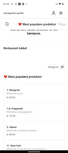 Løsning Pizza og Grill Screen 3