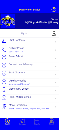 Android application Stephenson Eagles screenshort