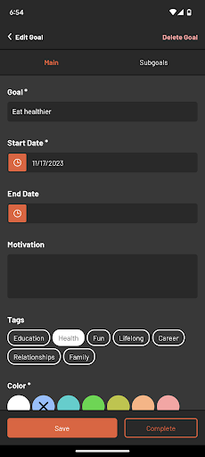 Simple Goals Screen 3