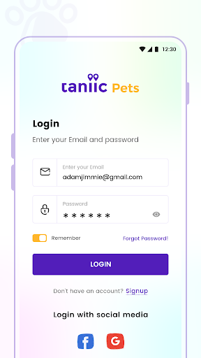 Android application Taniic Pets Driver screenshort