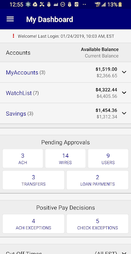 Android application Trustar Bank Business screenshort
