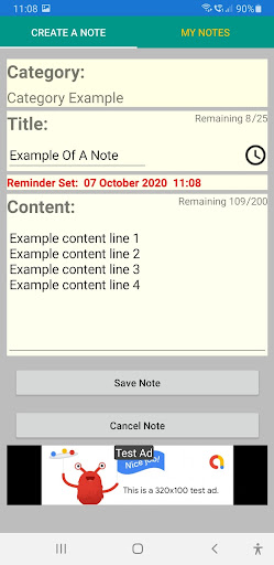 Android application Quick Notes screenshort