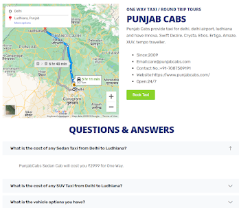 Punjab Cabs One Way Taxi