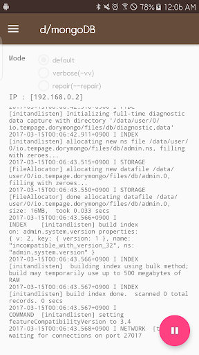 Dory - mongoDB Server Screen 3