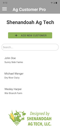 Android application Ag Customer Pro screenshort