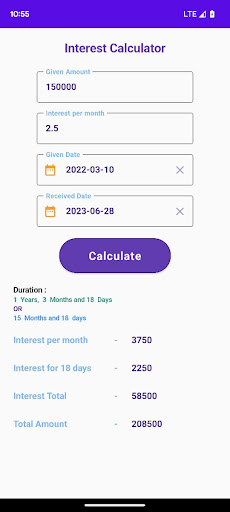 Village Interest Calc Screen 2