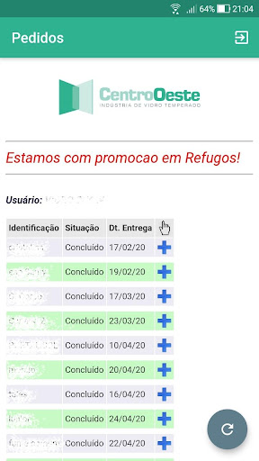 Centro Oeste Vidros - Pedidos Screen 2