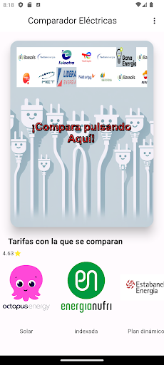 Android application Comparador eléctricas screenshort
