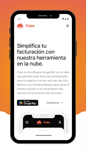 Android application Fube: Facturación en la Nube screenshort