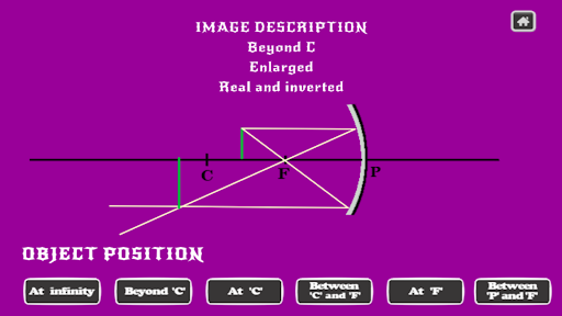 Android application Concave and convex mirrors screenshort