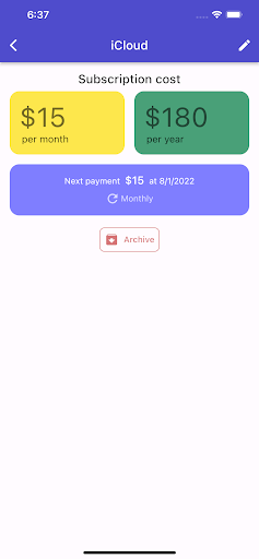 Subscriptions Tracker Screen 2