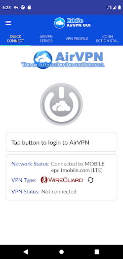 Android application AirVPN Eddie Client GUI screenshort