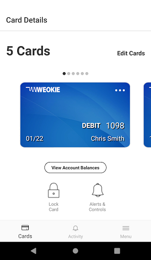 WEOKIE Card Controls Screen 2
