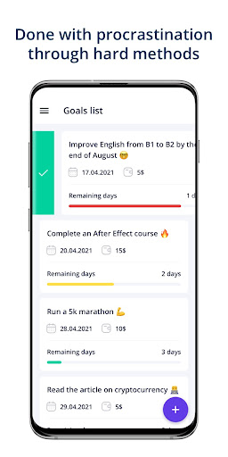 Android application Procrastify: Direct motivation screenshort