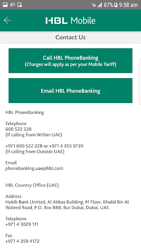 HBL Mobile (UAE) Screen 3