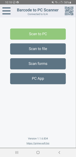 Android application Barcode to PC Scanner screenshort