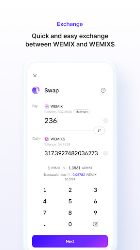 Screenshot of WEMIX Wallet