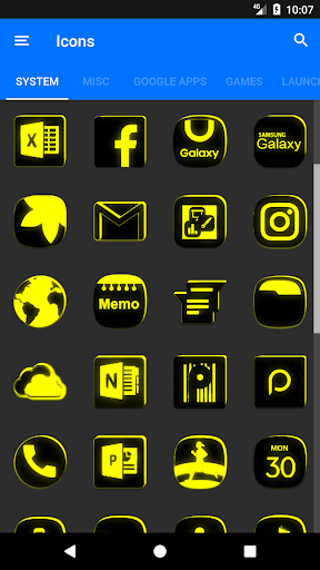 Flat Black and Yellow IconPack