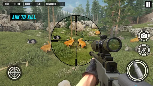 ウサギ狩りシューティングゲーム スナイパー鉄砲のゲーム 3D