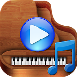 Piano with ocean waves icon