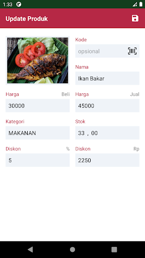 Cashier BON receipt Screen 2