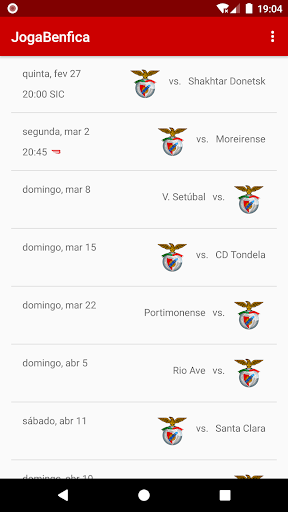 Android application JogaBenfica screenshort
