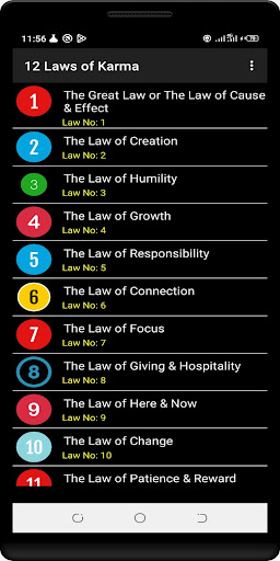 Android application 12 Laws of Karma screenshort