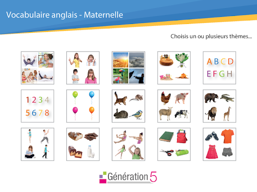 Android application Vocabulaire anglais Maternelle screenshort