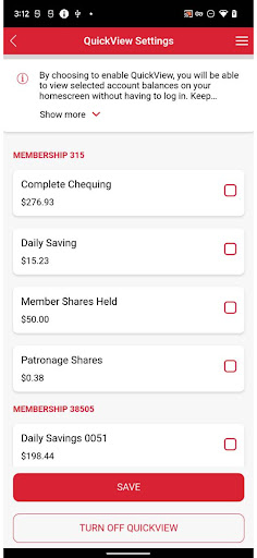 Mainstreet CU Mobile Banking Screen 3