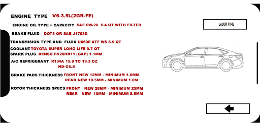 toyota labor time Screen 2