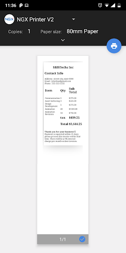 NGX Printer Service Screen 3