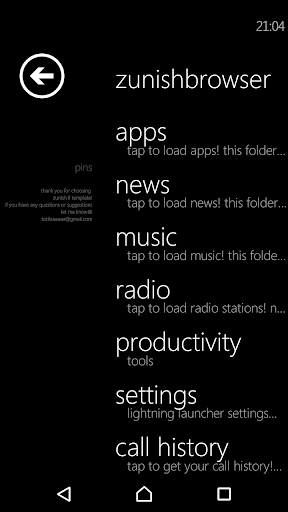 Android application Zunish - LL Template screenshort