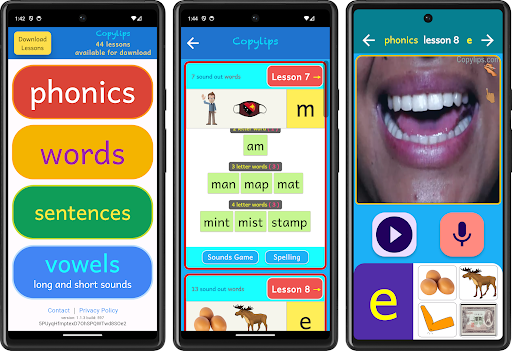Android application Copylips Phonics and Decoding screenshort