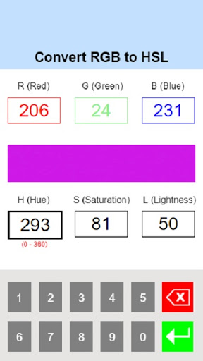 RGB to HSL Converter Screen 3