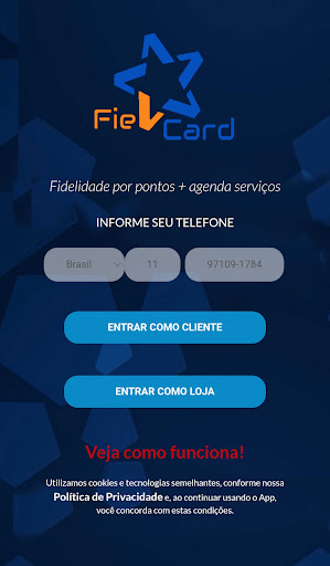 Android application Cartão Fidelidade FielCard screenshort