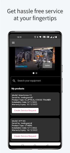 Android application GymServ screenshort