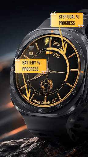 A098 Gold Football Watch Face screenshot 1