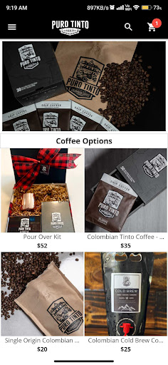 Android application Puro Tinto Coffee screenshort
