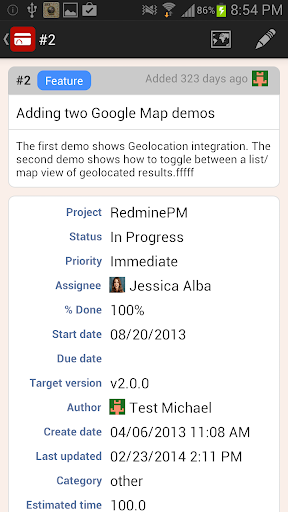 RedminePM - Redmine Client App Screen 2