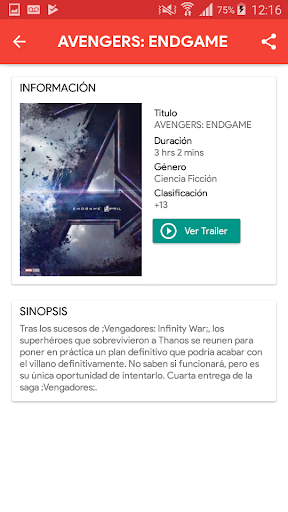 Android application Tu Cine screenshort