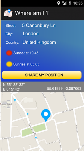 Android application Where am i ? screenshort