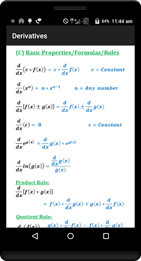Calculus Quick Reference Screen 3
